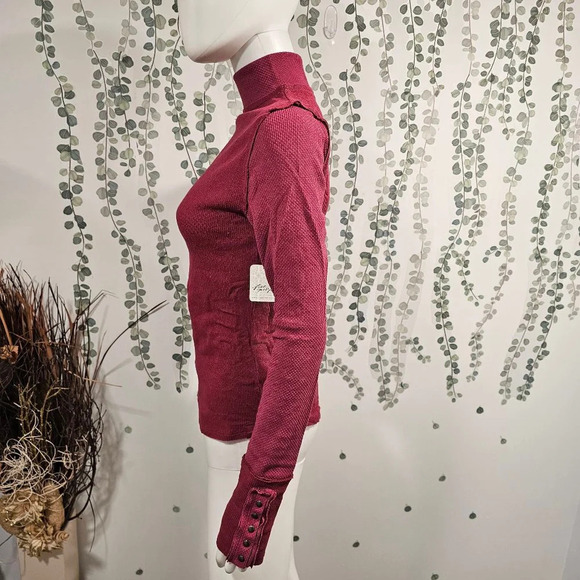 Free People Freya Mock Neck Top Sz M - Picture 6 of 11